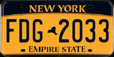 NY license plate FDG2033