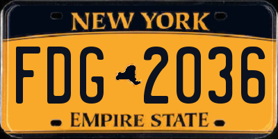NY license plate FDG2036