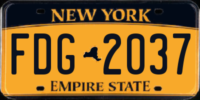 NY license plate FDG2037