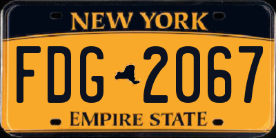 NY license plate FDG2067