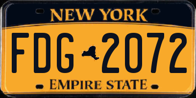 NY license plate FDG2072