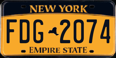 NY license plate FDG2074