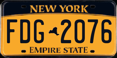 NY license plate FDG2076