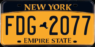 NY license plate FDG2077