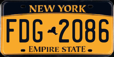 NY license plate FDG2086