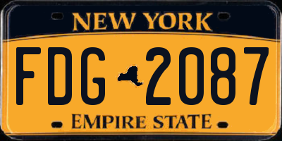 NY license plate FDG2087