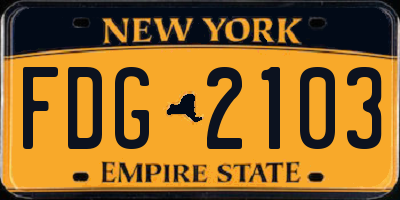NY license plate FDG2103