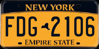 NY license plate FDG2106