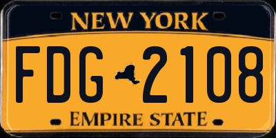 NY license plate FDG2108