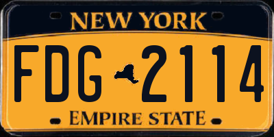 NY license plate FDG2114