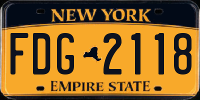 NY license plate FDG2118