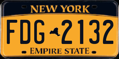 NY license plate FDG2132