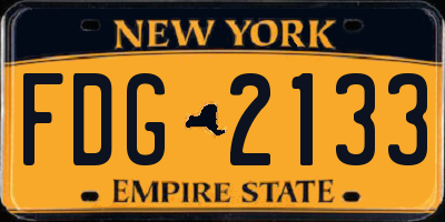 NY license plate FDG2133