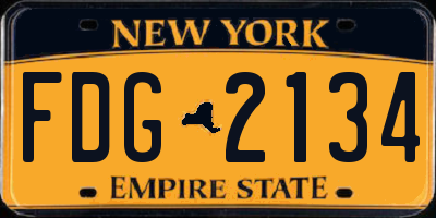NY license plate FDG2134
