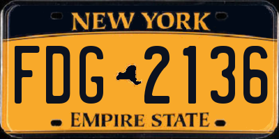 NY license plate FDG2136