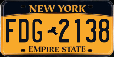NY license plate FDG2138