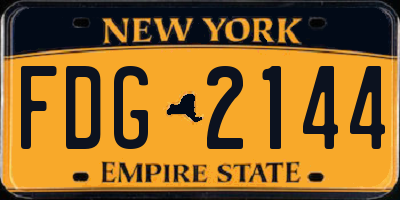 NY license plate FDG2144