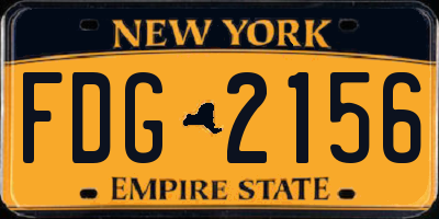 NY license plate FDG2156