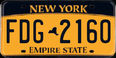NY license plate FDG2160