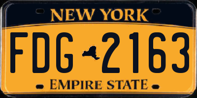 NY license plate FDG2163