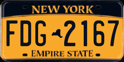NY license plate FDG2167