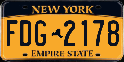 NY license plate FDG2178