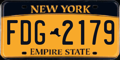 NY license plate FDG2179