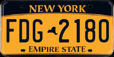 NY license plate FDG2180