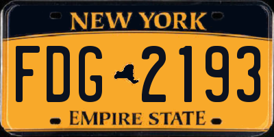 NY license plate FDG2193