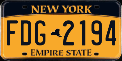 NY license plate FDG2194