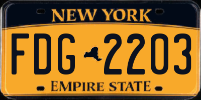 NY license plate FDG2203