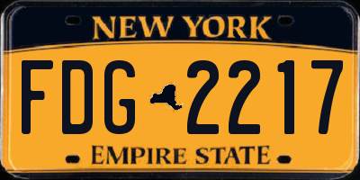 NY license plate FDG2217