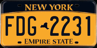NY license plate FDG2231