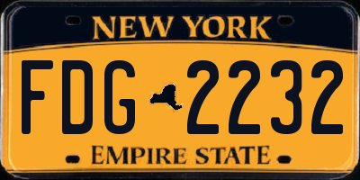 NY license plate FDG2232