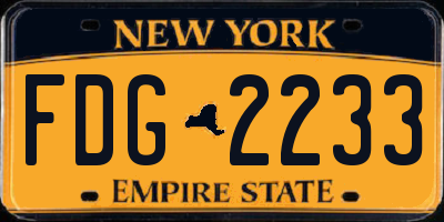NY license plate FDG2233