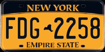 NY license plate FDG2258