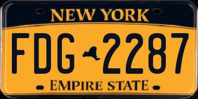 NY license plate FDG2287