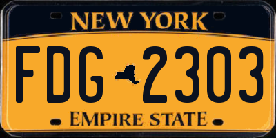 NY license plate FDG2303