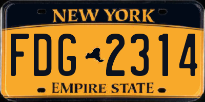NY license plate FDG2314