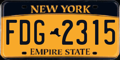 NY license plate FDG2315