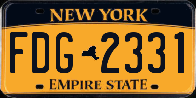 NY license plate FDG2331