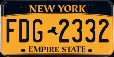 NY license plate FDG2332
