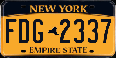 NY license plate FDG2337