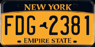 NY license plate FDG2381