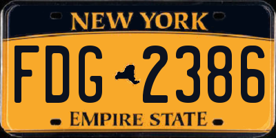 NY license plate FDG2386