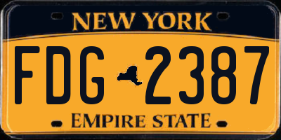 NY license plate FDG2387