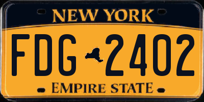 NY license plate FDG2402