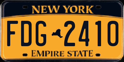 NY license plate FDG2410