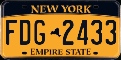 NY license plate FDG2433