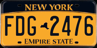 NY license plate FDG2476